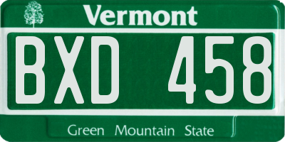 VT license plate BXD458