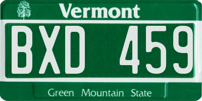 VT license plate BXD459