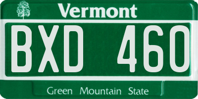 VT license plate BXD460