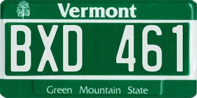 VT license plate BXD461