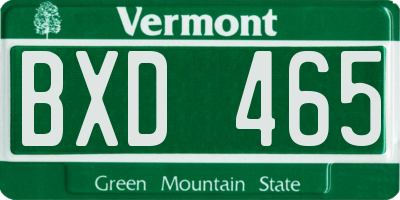 VT license plate BXD465