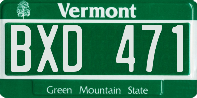 VT license plate BXD471