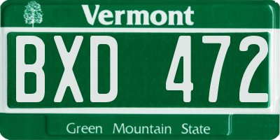 VT license plate BXD472