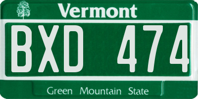 VT license plate BXD474