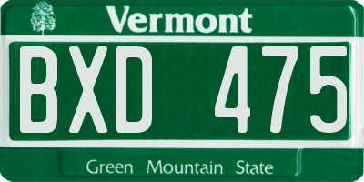 VT license plate BXD475