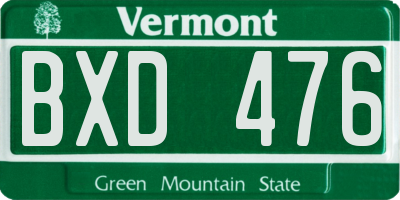 VT license plate BXD476