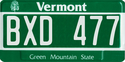 VT license plate BXD477