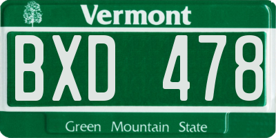 VT license plate BXD478
