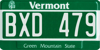 VT license plate BXD479