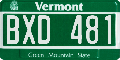 VT license plate BXD481