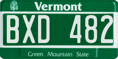 VT license plate BXD482