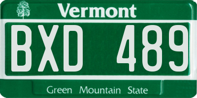 VT license plate BXD489