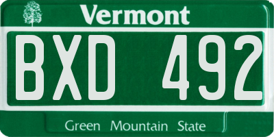 VT license plate BXD492