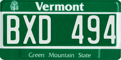 VT license plate BXD494