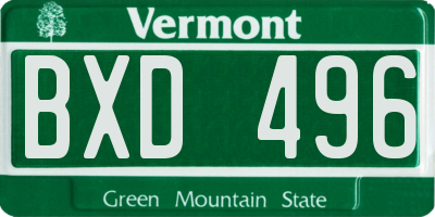 VT license plate BXD496