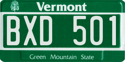 VT license plate BXD501