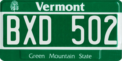VT license plate BXD502