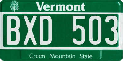 VT license plate BXD503