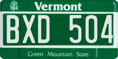VT license plate BXD504