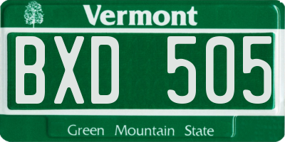 VT license plate BXD505