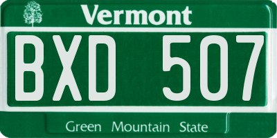 VT license plate BXD507