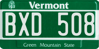 VT license plate BXD508
