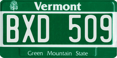 VT license plate BXD509