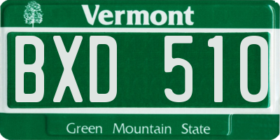 VT license plate BXD510