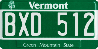 VT license plate BXD512