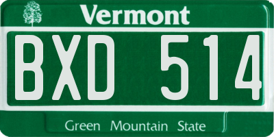 VT license plate BXD514