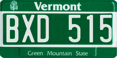 VT license plate BXD515
