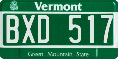 VT license plate BXD517