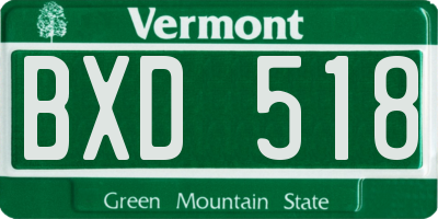 VT license plate BXD518