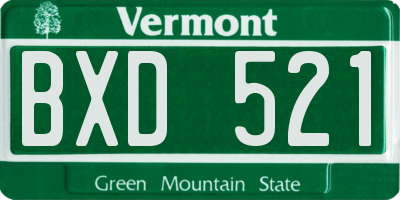VT license plate BXD521