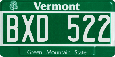 VT license plate BXD522