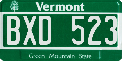VT license plate BXD523