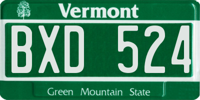 VT license plate BXD524
