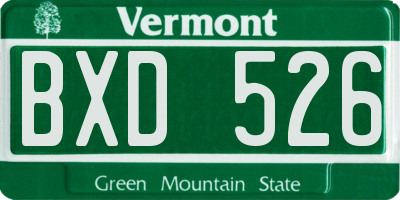 VT license plate BXD526