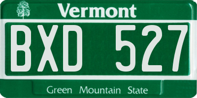 VT license plate BXD527