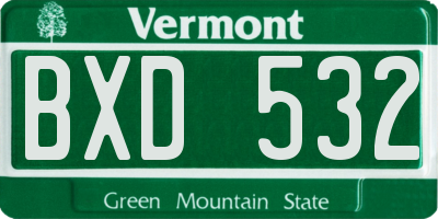 VT license plate BXD532