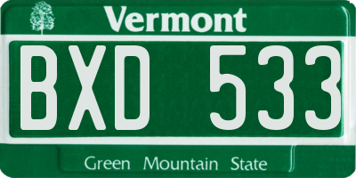 VT license plate BXD533