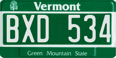 VT license plate BXD534