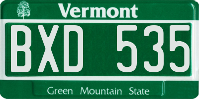 VT license plate BXD535
