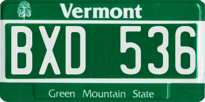 VT license plate BXD536