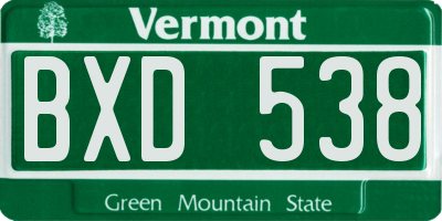 VT license plate BXD538