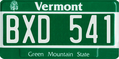 VT license plate BXD541