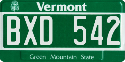 VT license plate BXD542