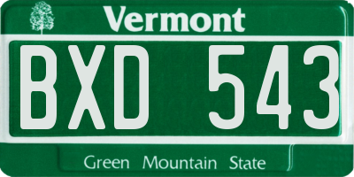 VT license plate BXD543