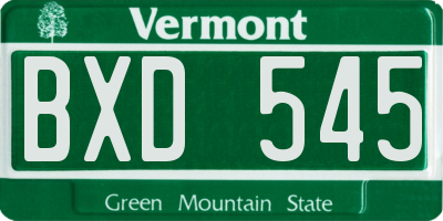 VT license plate BXD545