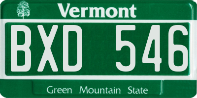 VT license plate BXD546